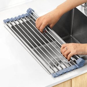 Over The Sink Dish Drying Rack, Roll Up Dish Drying Rack Kitchen Dish Rack Stainless Steel Sink Drying Rack